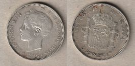 Spanien, 5 Pesetas 1898, Silber