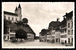 AK Aarburg, Strassenansicht mit Kirche