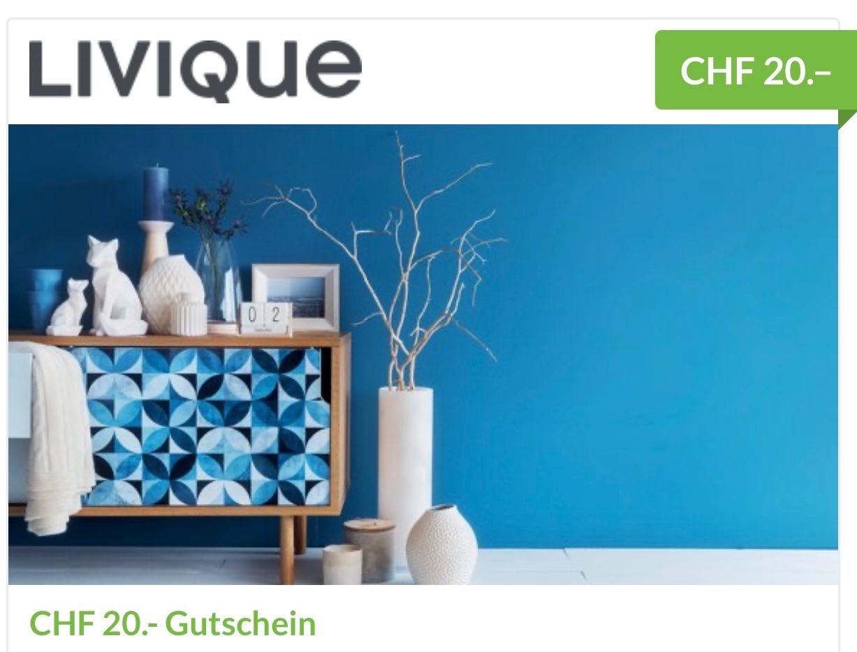 Buoni: Livique 20 CHF Gutschein – Nuovo e nell'imballaggio originale da Zürich venduto da Marcel_2202