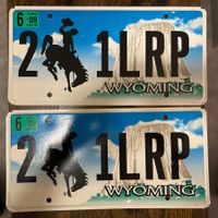  🇺🇸 2x Paar U.S. Autoschild, Wyoming 2-1LRP - ORIGNAL