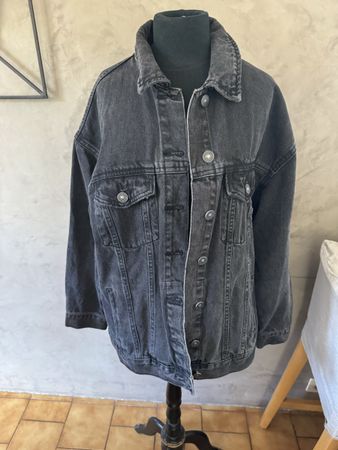 Veste en jean Bershka, taille M, anthracite