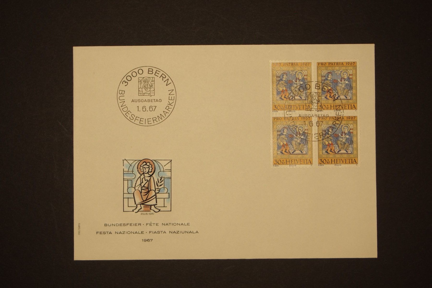 Tutti i francobolli: 1967 MiNr. 856 Schweiz 4er Block FDC – Usato da Solothurn venduto da and_fxw5