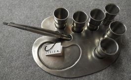 ZINN  - FARBPALETTE FÜR KUNSTMALER GESCHENK+6 BECHER
