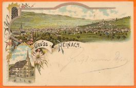 Gruss aus REINACH / AG - 2 Bild Chromolitho 1898 - C.Künzli