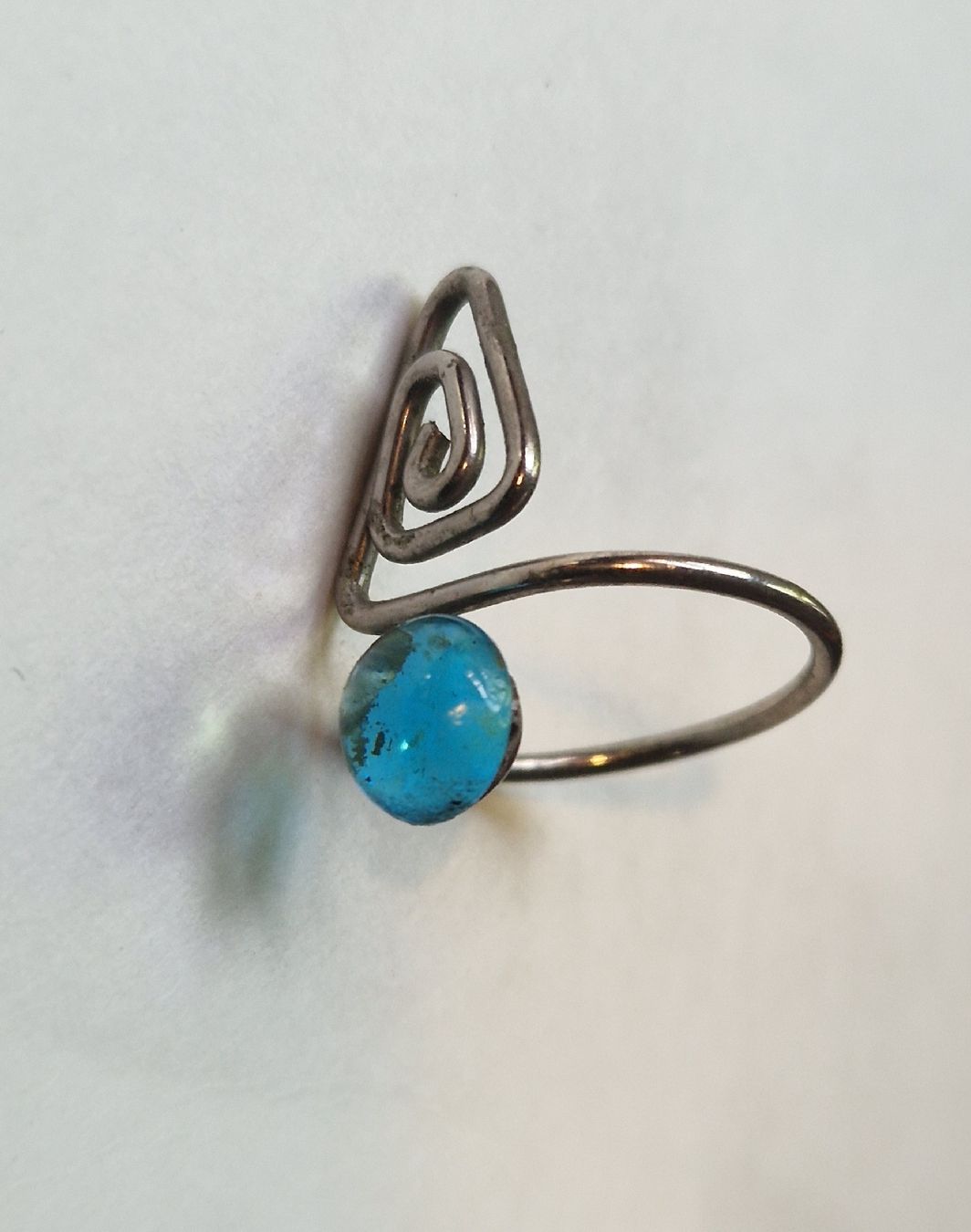 Anelli: Damen Ring mit blauem Glaselement offene Form – Usato da Seengen venduto da Seestern77 4