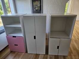 Regal mit Schubladen und Türen weiss pink 60x123x49cm 