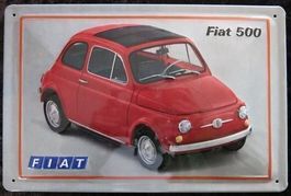 Blechschild-FIAT 500 - ROT