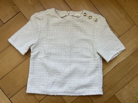 Oberteil Shirt Tweed/Bouclé, Gr. XS, creme