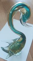 Glasfigur Schwan gelb-tuerkis 25cm unbeschädigt aus Italien