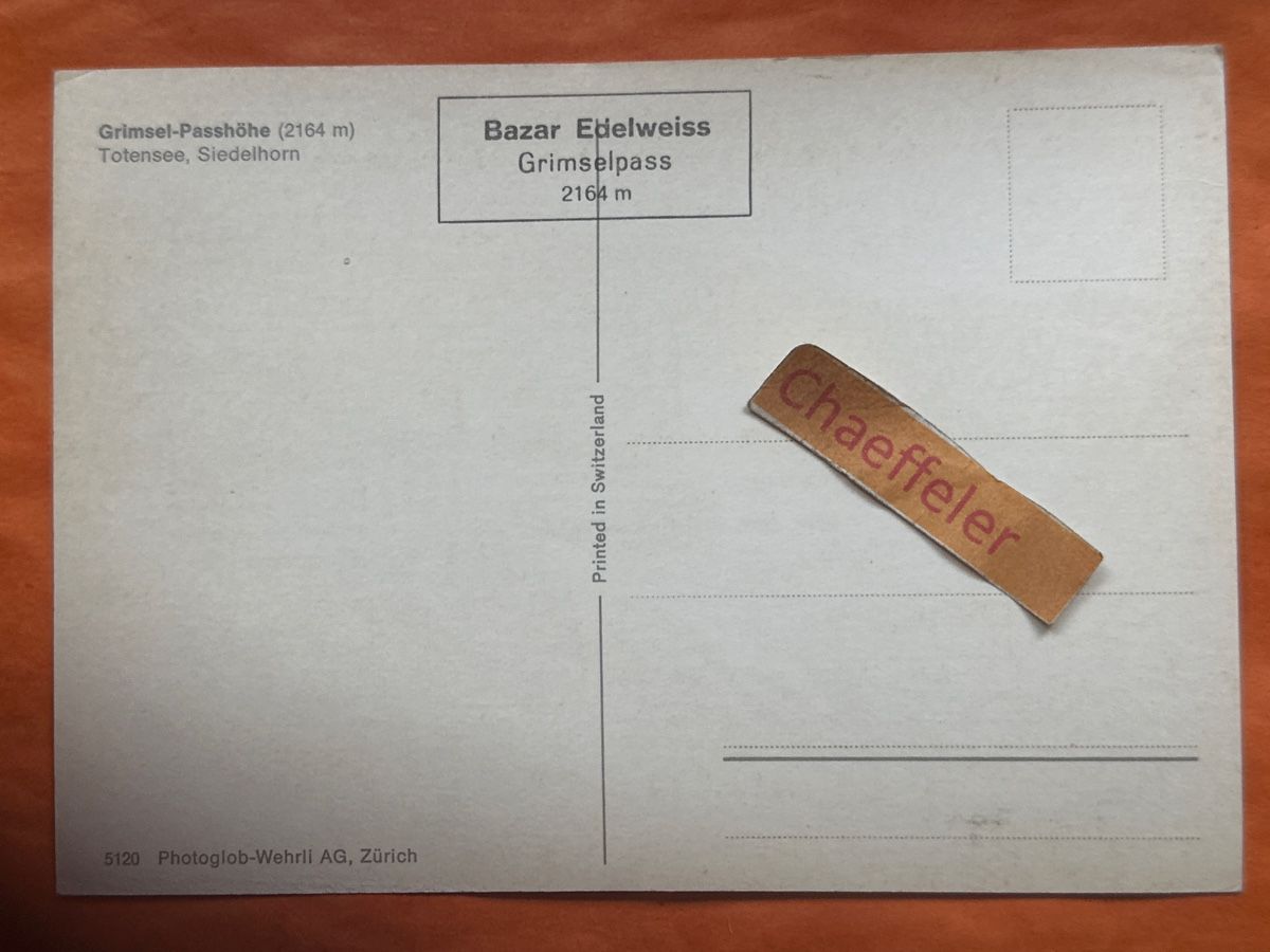 Cartoline postali: Alte Ansichtskarte: Grimselpass - Bazar Edelweiss, Top! – Usato da Zürich venduto da Chaeffeler 1
