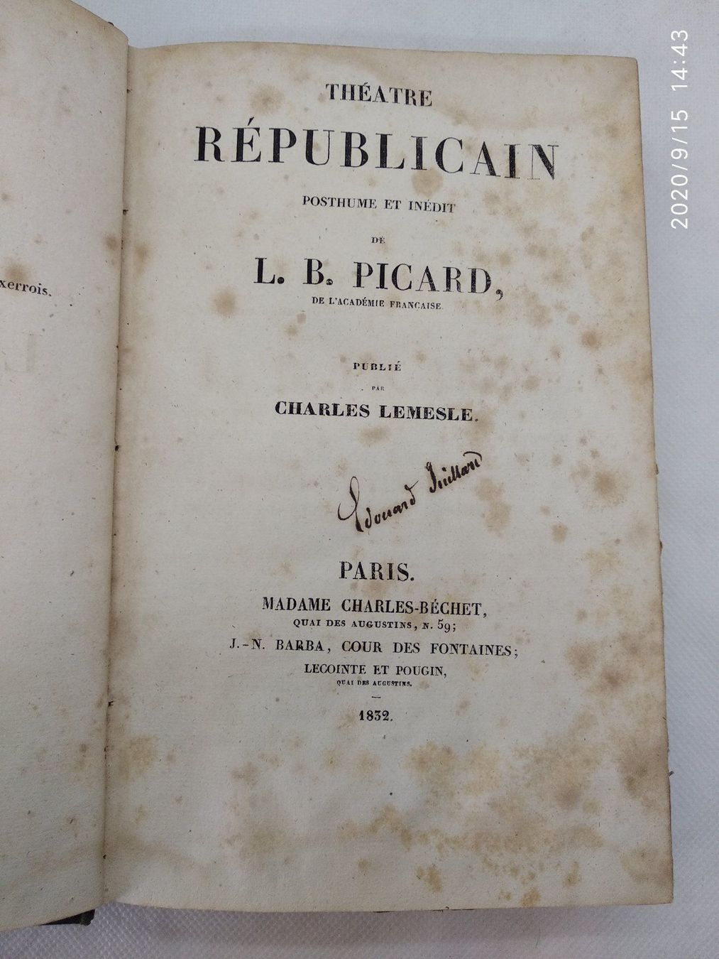 Libri: LUIS-BENOIT PICARD - THEATRE REPUBLICAIN – Usato da Goldach venduto da Gaip