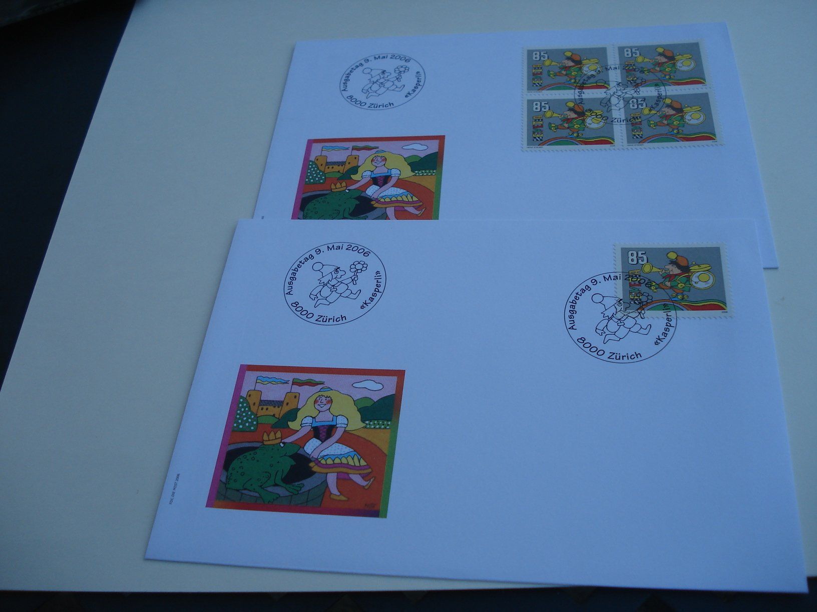 Alle Briefmarken: Marke Chasperli 2006, FDC Einzel + 4erblock, 2 Be – Gebraucht aus Niederwil AG von morostahu 1