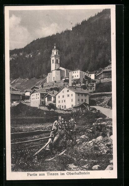 Cartoline postali: Tinzen im Oberhalbstein, Ortspartie mit  – Usato da Berlin venduto da bartko-reher