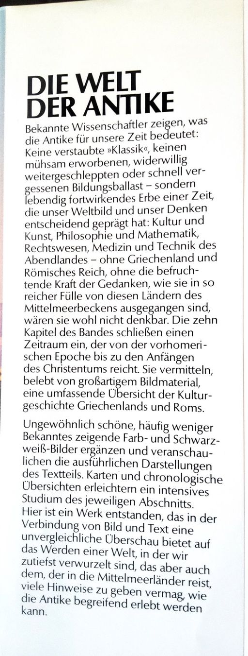 Libri: Buch "DIE WELT DER ANTIKE" 1980 – Usato da Grüningen venduto da VENOM59 1