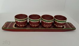 Vintage 5-teiliges Eierbecher Set aus Holz