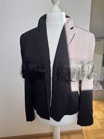 Damen Blazer schwarz mit Fransen Verzierung