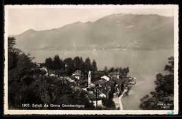 AK Gerra Gambarogno, Veduta del paese con chiesa sul lago