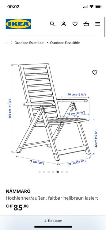IKEA Hochlehner Gartenstuhl Kaufen auf Ricardo
