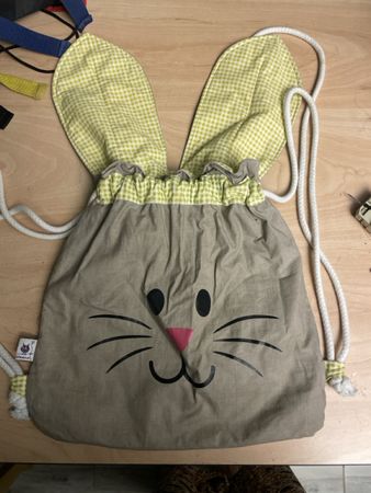 Stoff MAUS Rucksack Kinder Hase Motiv Kordelzug Neu 