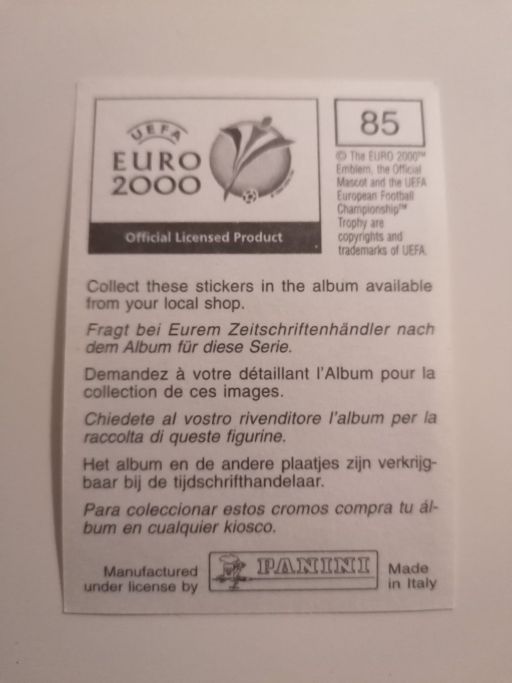 Panini Sammelbilder & Trading cards: Panini EM 2000 DAVID BECKHAM Nr. 85 Rookie Sticker – Gebraucht aus Balsthal von roh_dt72 1
