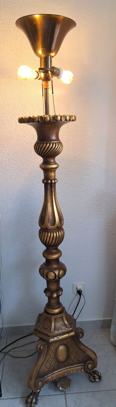 Lampen: Elegante antike Stehlampe, Goldfarben -ein echter Blickfang – Gebraucht aus Langrickenbach von Eve088 2