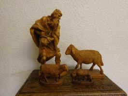 Vintage Krippe Hirte mit Schafe / Linus Honegger / 33cm
