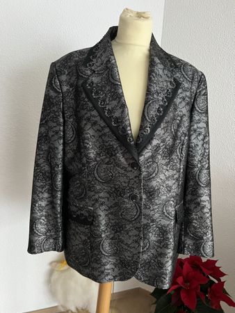 Elegante Damen Jacke Gr. 46, Schwarz/Silber. Neu