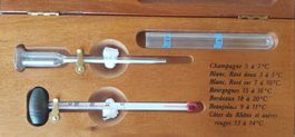 Thermo-Vinometer Wein-Alkoholtester im Holzkasten Vintage
