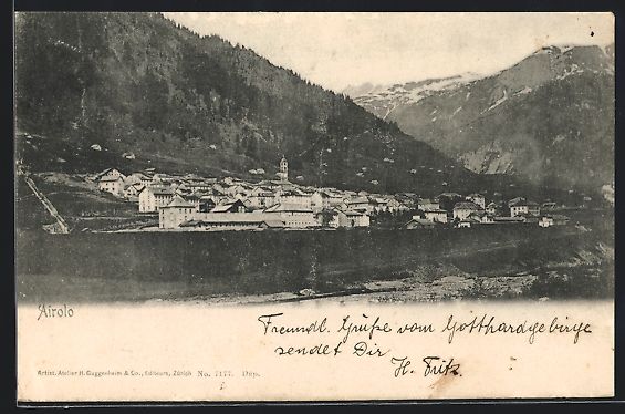 Ansichtskarten: AK Airolo, Teilansicht mit Bergen – Gebraucht aus Berlin von bartko-reher