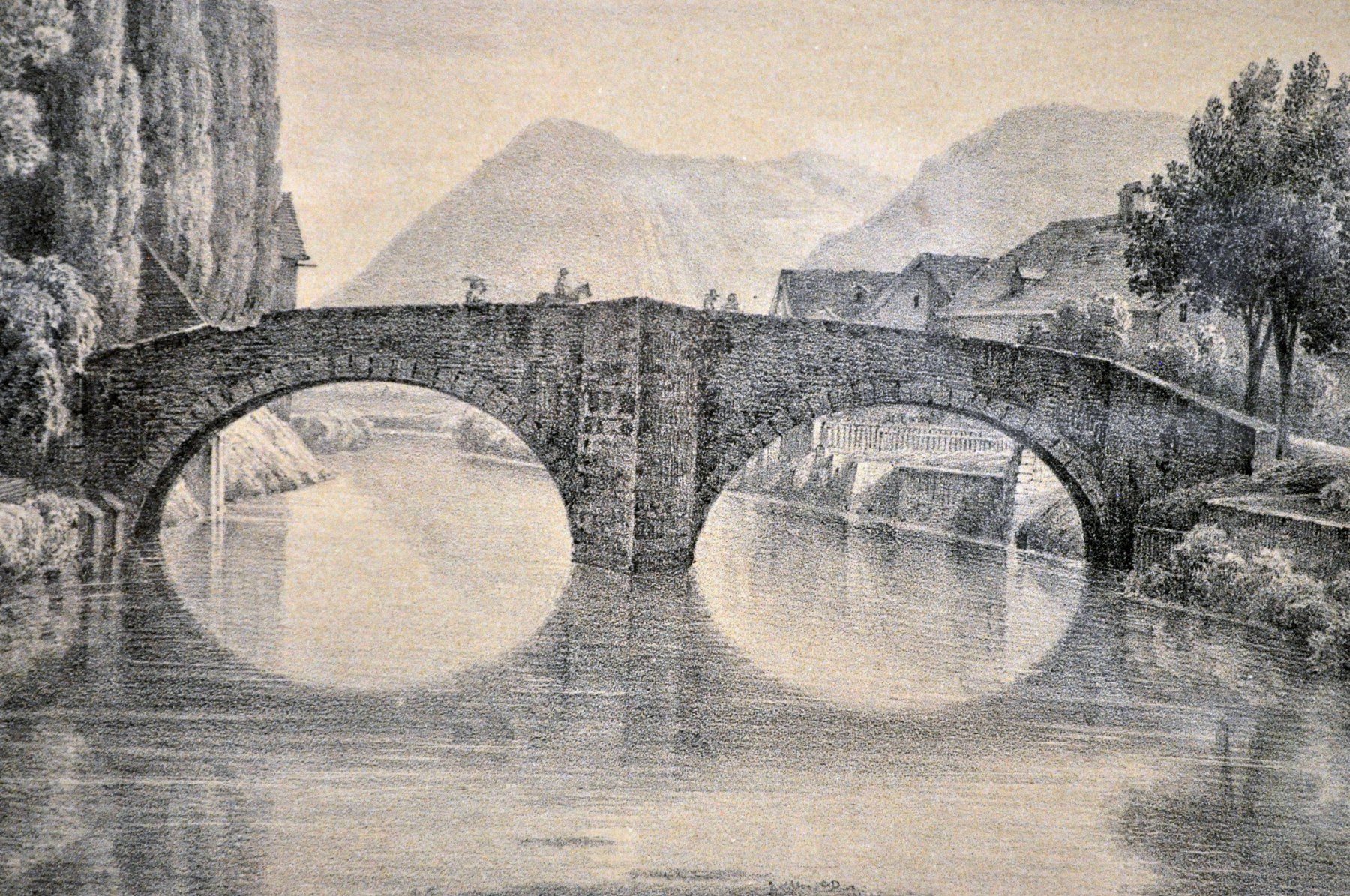 Stiche: Gravure "Pont de Couvet" – Gebraucht aus Neuchâtel von Neuchatel 5
