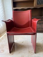 2 Matteo Grassi Leder Design-Sessel rot Made in Italy