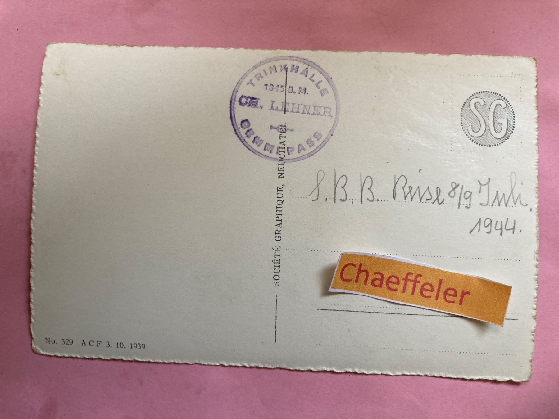 Ansichtskarten: 1944  6310. Louèche-Les-Bains et la Gemmi. – Gebraucht aus Zürich von Chaeffeler 1