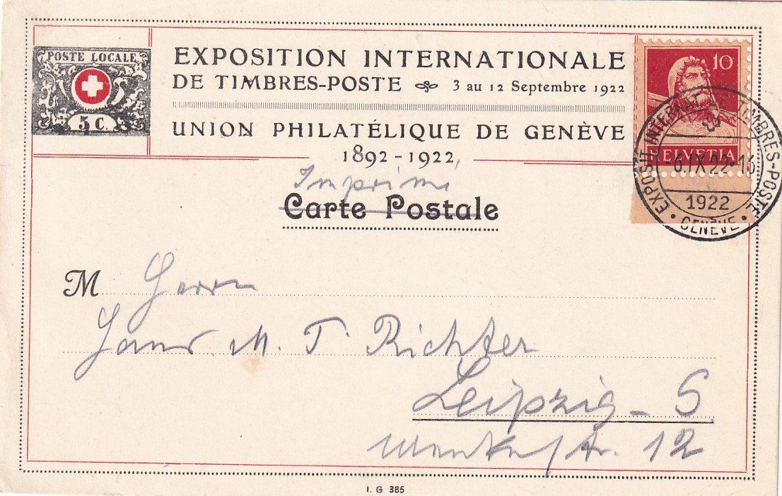 Alle Briefmarken: Exposition internationale de timbres-poste Genève 1922 – Gebraucht aus Baar von Asmara111