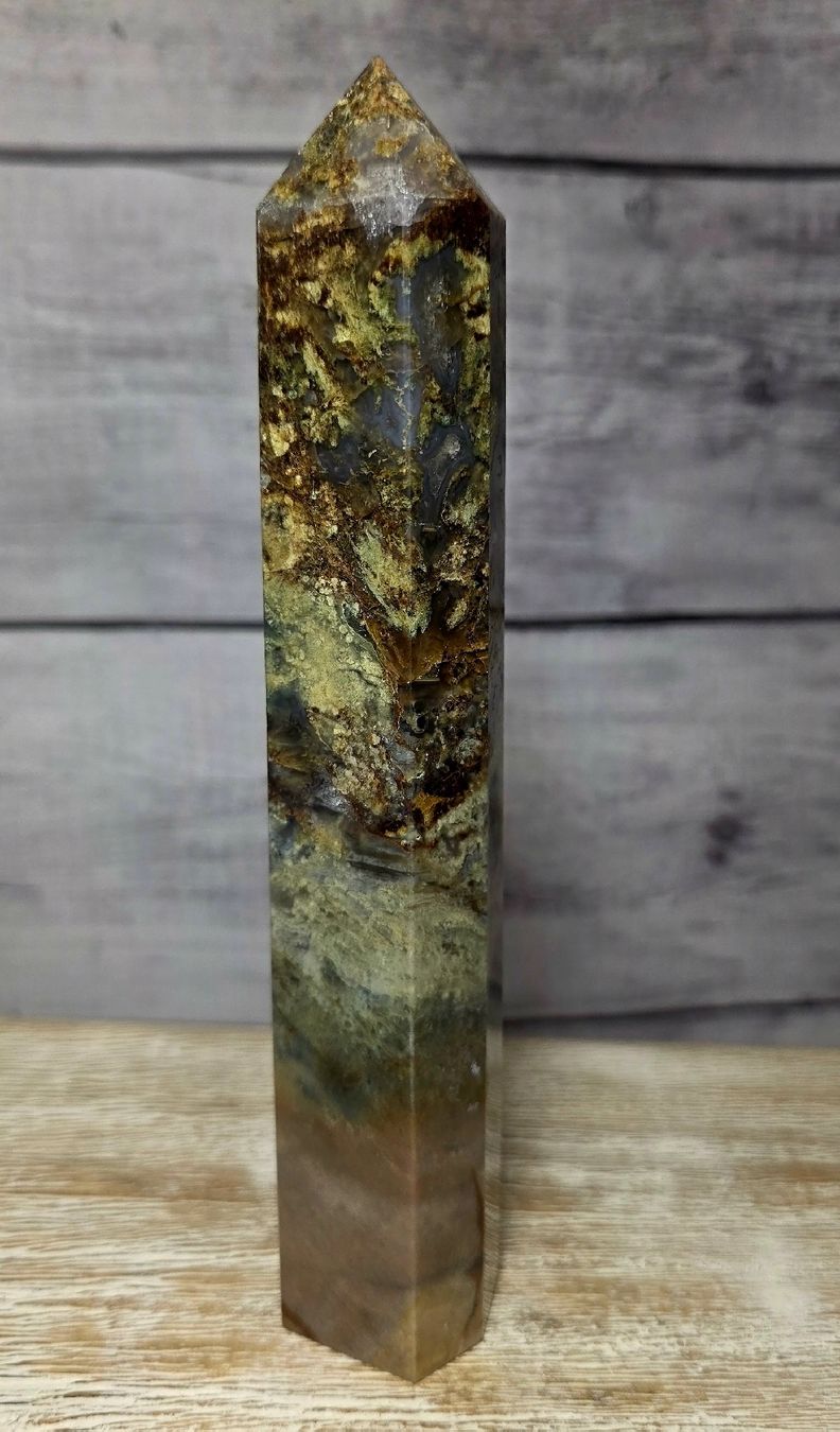 Minerali & Pietre curative: Traumhafter Moos-Jaspis-Quarz Obelisk 441g – Nuovo e nell'imballaggio originale da Matzingen venduto da Shay_Crystalz