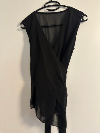 originelle edle schwarze Wickelbluse Gothic