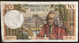 10 Französische Francs Note von 1964, Voltaire, Selten!