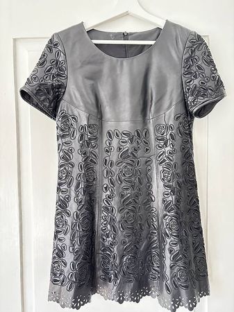 Leder Kleid mit Spitze 
