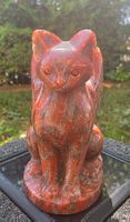 🪽🐈 Geflügelte Katze aus Rotem Jaspis