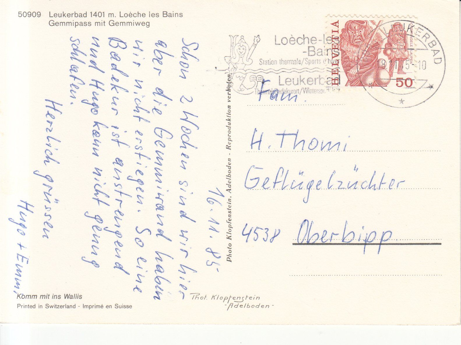 Cartoline postali: Leukerbad 1985 – Usato da Bürglen TG venduto da StampGraf 1
