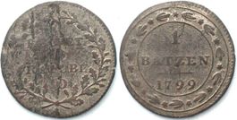HELVETISCHE REPUBLIK 1 Batzen 1799 S - FEHLPRÄGUNG - Billon