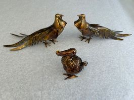 Deko Vögel Messing 3er Set handgefertigt aus Mauritius