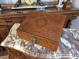  Antike Leder Schatulle Kassette Goldprägung 