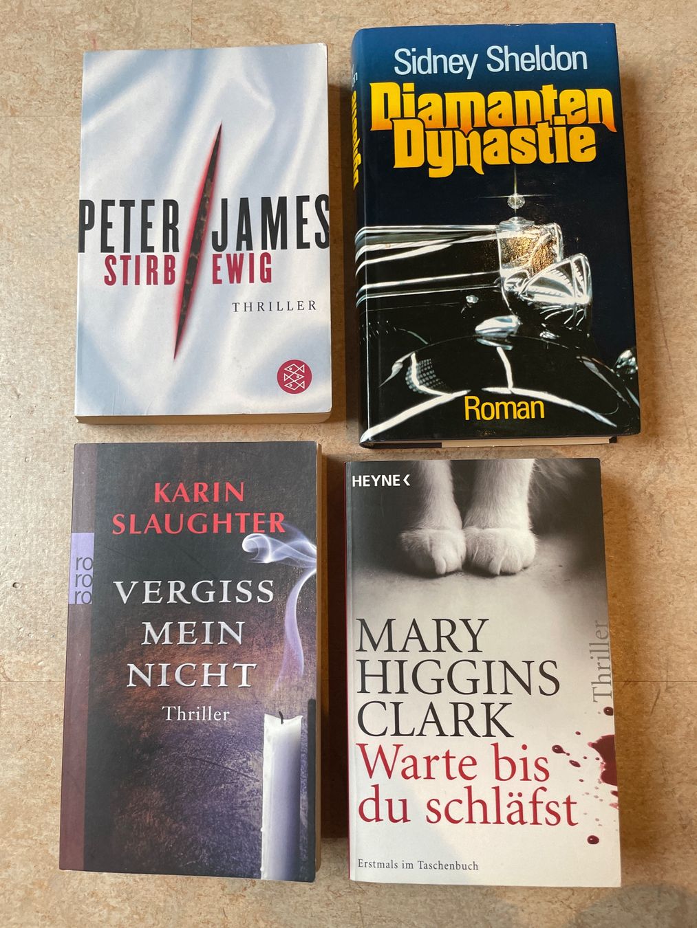 Libri: 4 Thriller Romane S.Sheldon, K.Slaughter, P.James,M. Higgins – Usato da Klingnau venduto da vollmond36