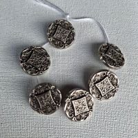 6 Trachtenknöpfe Metall silberfarben, vintage