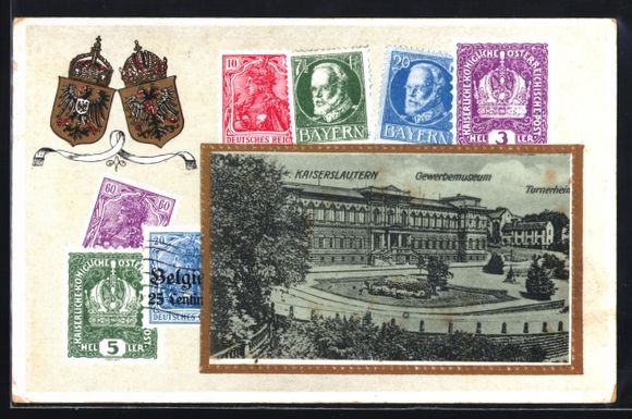 Cartoline postali: Kaiserslautern, Gewerbemuseum und Turner – Usato da Berlin venduto da bartko-reher
