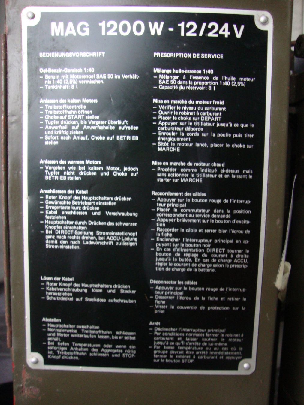 Generatori di corrente: Militär Stromerzeuger Generator MAG 1200W-12V – Usato da Niederhasli venduto da Hardy83 5