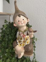Gartenfigur | Gartenzwerg mit Blumen & Vogel | NEU! 🌺