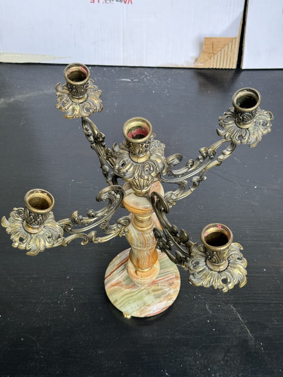 Portacandele: Onyx candelabra candlestick – Usato da Lausanne venduto da artnouveau04