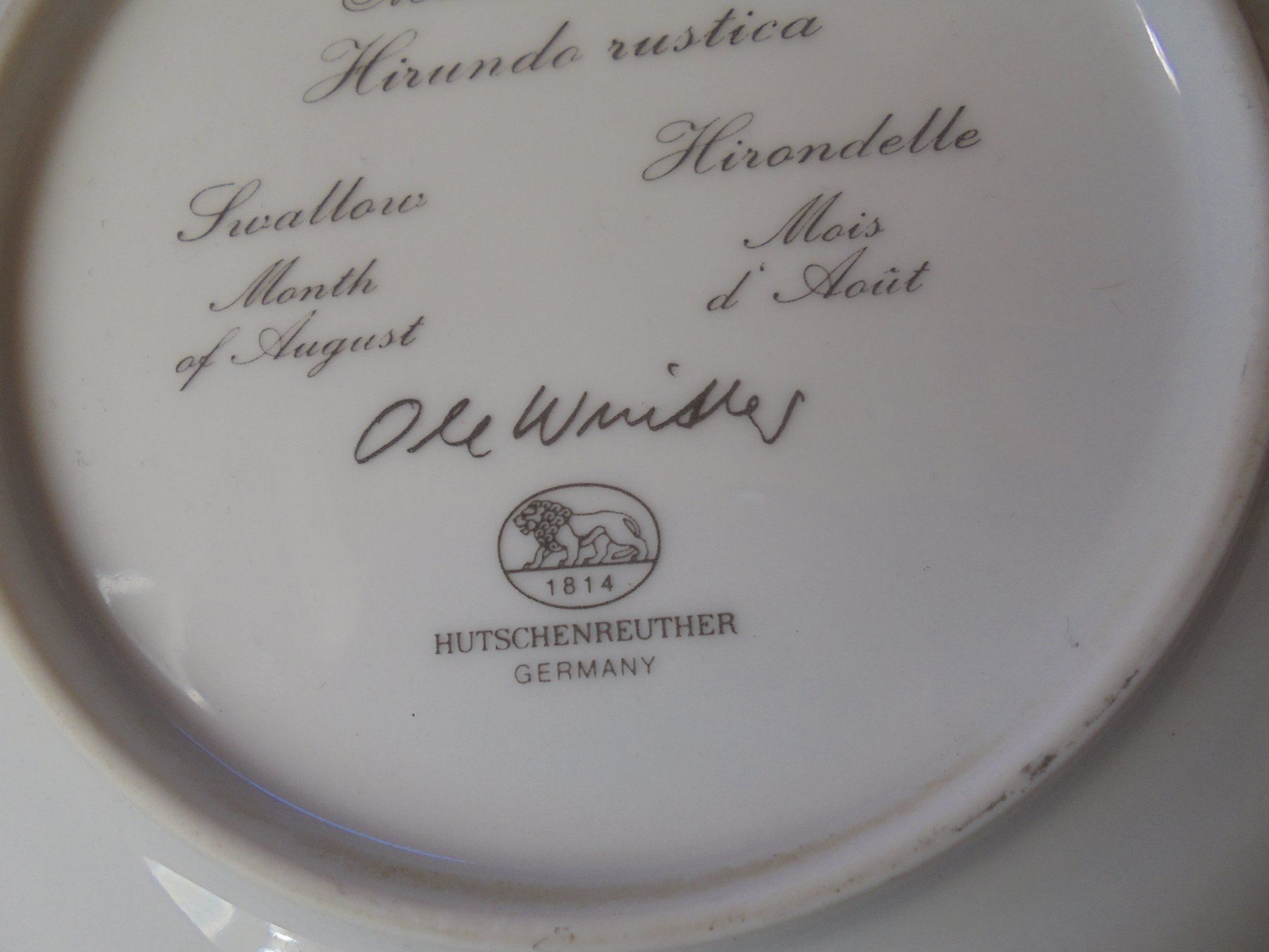 Hutschenreuther Teller: Wand Teller "Hutschenreuther" Schwalbe August – Gebraucht aus Rüschegg-Heubach von Ofen111 4