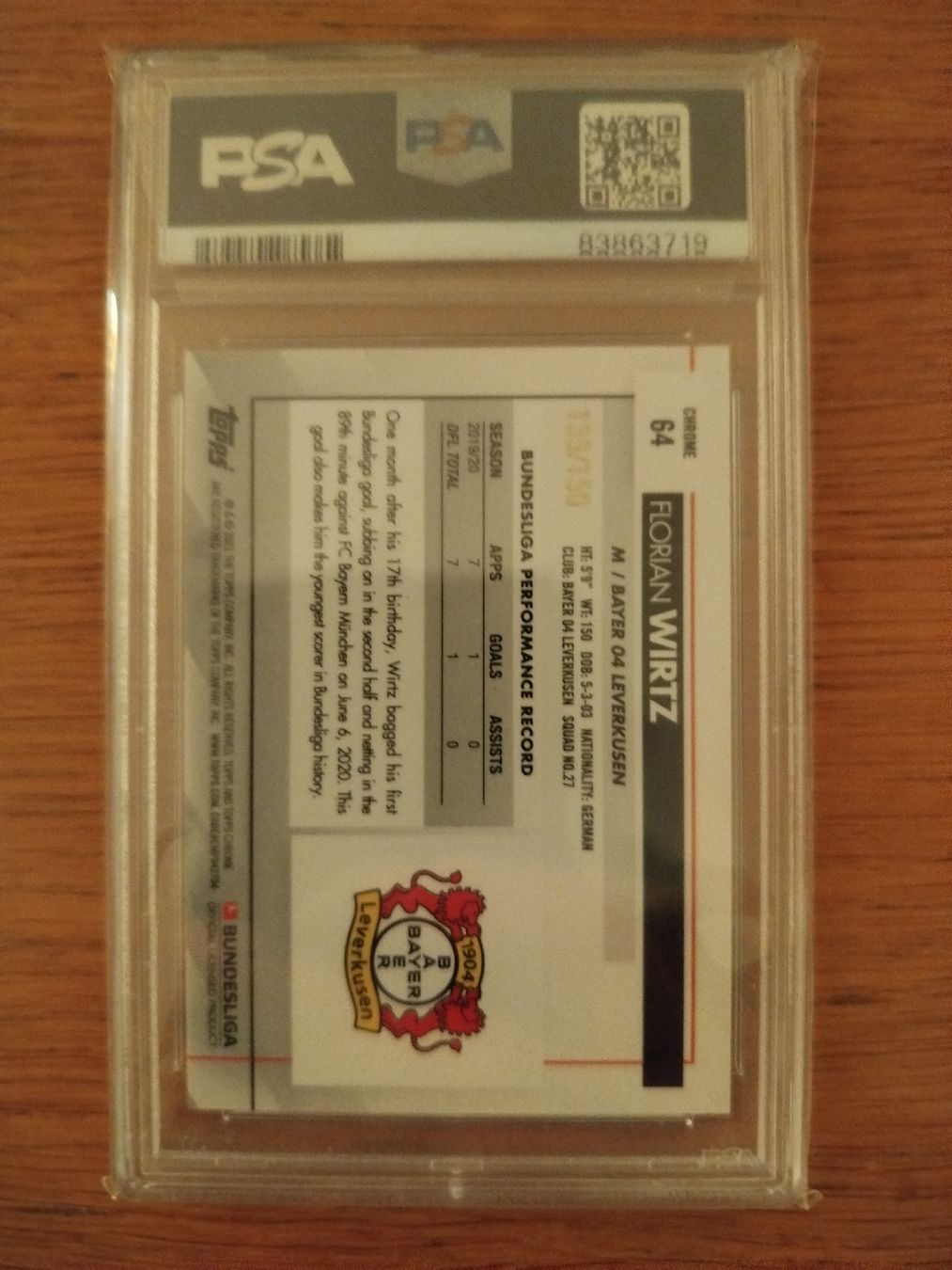 Topps Sammelbilder & Trading cards: Florian Wirtz Topps Blue Wave Refractor PSA 9 / 150 – Neu und originalverpackt aus Wettingen von mirna04 1